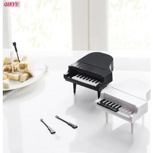 10pcs/set Creative Piano Modeling Fruit Fork Eco-friendly ABS Easy Decoration Kitchen Bar Kids Dessert Forks Tableware 7Z