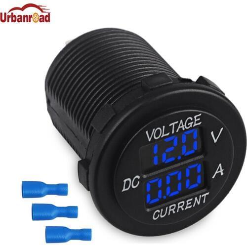 Waterproof 12V-24V Car Boat Motorcycle LED Digital Voltmeter Ammeter Auto Round Voltmeter Voltage Current Meter Tester Gauge