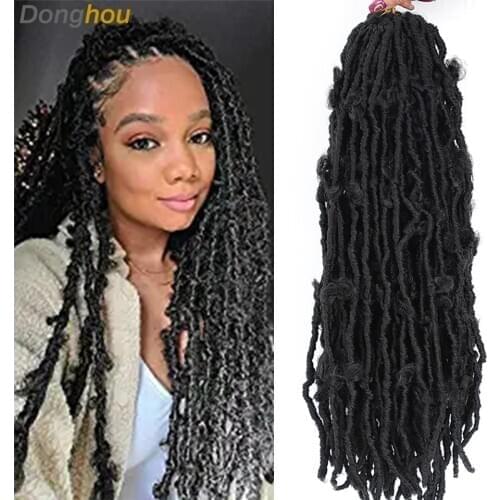Donghou Ombre Butterfly Locs Crochet Hair Distressed Butterfly Locs Crochet Braids Goddess Pre Looped Long Locs Pre-Twist Braid