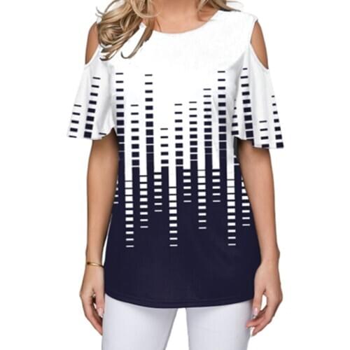 2020 New Fashion Women Plus Size 5XL Loose T Shirt Ladies Summer Casual Print Tops Tshirt Short Sleeve Off The Shoulder T-Shirt