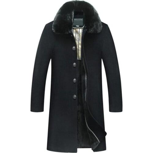 Winter thicken casual woolen coat men Mid-length trench coats long sleeves overcoat mens cashmere coat england black B364