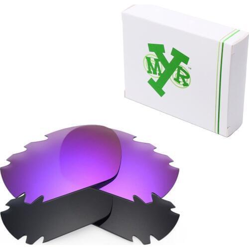 2 Pairs Mryok POLARIZED Replacement Lenses for Oakley Jawbone Vented Sunglasses Stealth Black & Plasma Purple