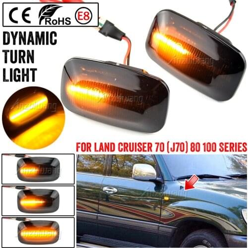 2Pcs Dynamic LED Side Marker fender Lights Flowing Turn Signal Light for Toyota Land cruiser Landcruiser 70 80 100 Series