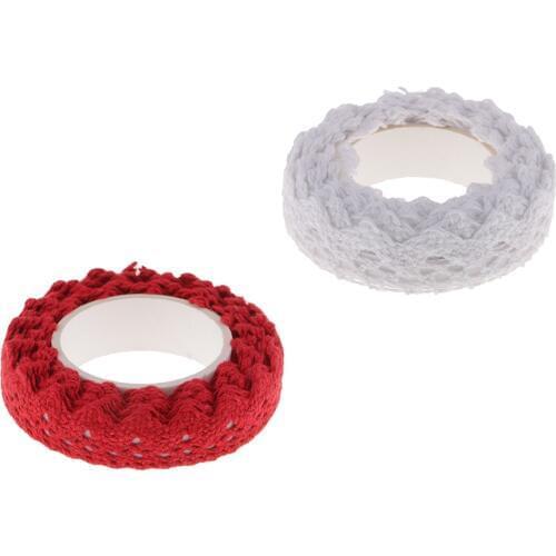 2 Yards Cotton Lace Washi Tape Self Adhesive Sticker for DIY Diary Scrapbook Album Card Making Decoration 15mm Wide