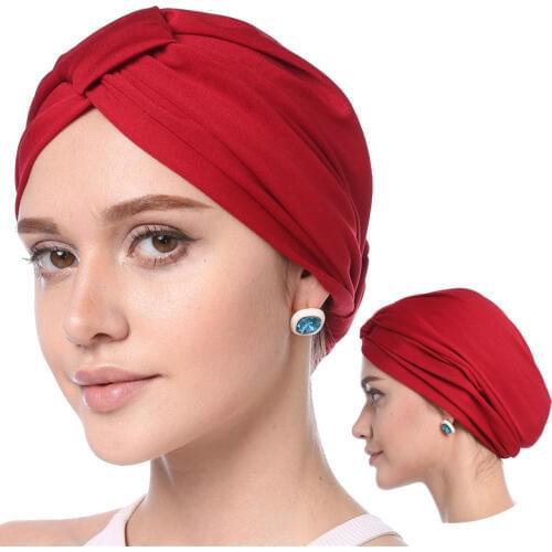 2020 Muslim Women Headscarf Hat Solid Modal Turban Caps Thin Summer Soft Elastic Inner Hijab Bonnet Wrap Head Indian Hats