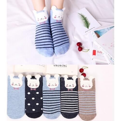 5 Pairs Autumn New Women Sock Harajuku Animal Cartoon Lovely For Girls Cotton Socks Meias Kawaii Frilly Socks Ladies Cute Female