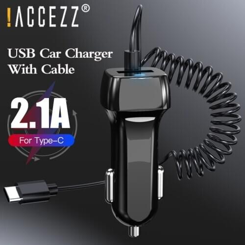!ACCEZZ Mobile Phone Car Charger With USB Cable Universal Micro USB C Lighting Cable For iPhone Samsung Xiaomi Car Phone Adapter