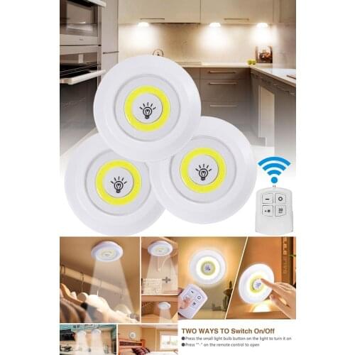 3 Pcs Wireless LED Puck Lights With Remote Control Corless Under Cabinet Lighting with 30-Minute Timer, Brightness
