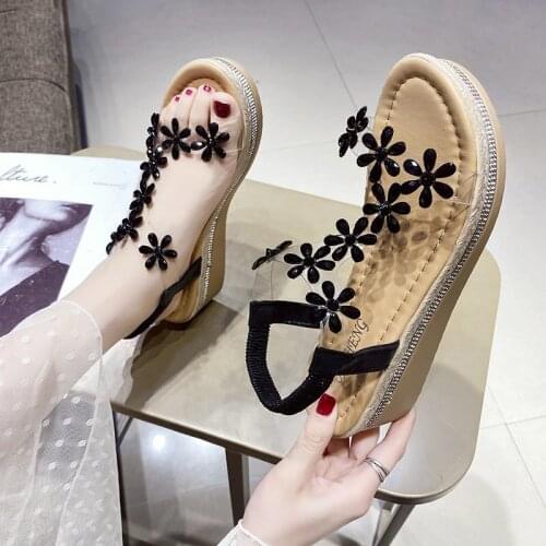 Wedge Sandals Fairy Style 2021 New Transparent Rhinestone Platform Platform Shoes Fashion Sandals for Women