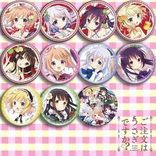 Brdwn Is the order a rabbit Go chuumon wa usagi desuka Hoto Kokoa Kafuu Chino Tedeza Rize Ujimatsu Chiya Joga Maya Cosplay Badge