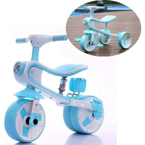 2 In 1 Childrens Three Wheels Tricycle Bike Kids Bicycle Balance Bike Ride on Toys Kids' Tricycle with Light Music Baby Trike