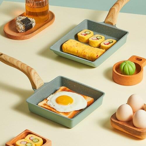 Household Tamagoyaki Square Mini Non-Stick Pan Thick Egg Maifan Stone Flat-Bottomed Small Frying Pan Omelette Breakfast Pot