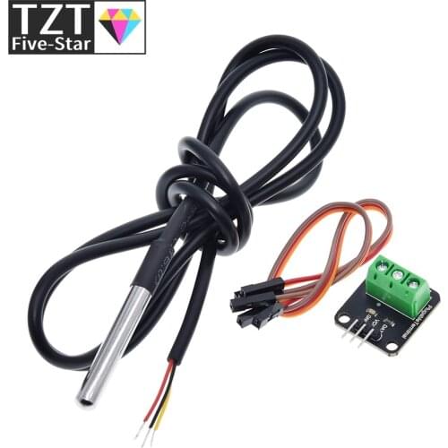 DS18B20 Temperature Sensor Module Kit Waterproof 100CM Digital Sensor Cable Stainless Steel Probe Terminal Adapter For Arduino