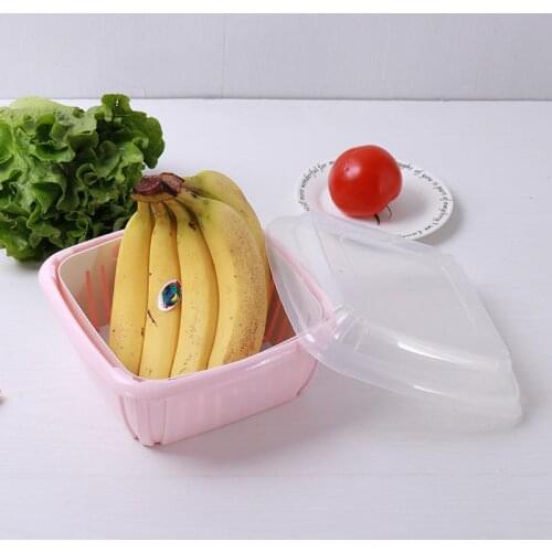 Double-layer Drain Basket Multifunction with Lid Sink Strainer Kitchen Refrigerator Drain Storage Box Fruit Storage Basket