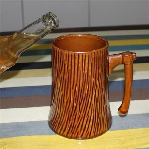 Retro Stump Shaped Axe Handle Beer mug 600ML Ceramic Coffee Milk Mug Gifts Creative Drinkware Coffee Tea Cups Novelty Milk Cup