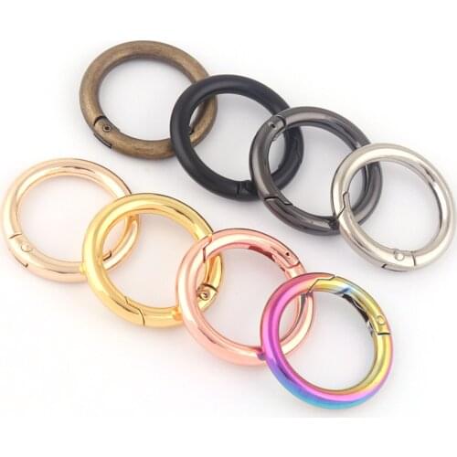 25mm Metal Rainbow Round Ring Gate Spring Snap Hook O Ring,Purse Webbing Bag Buckle for handbag Leather Hardware Supplies 6Pcs