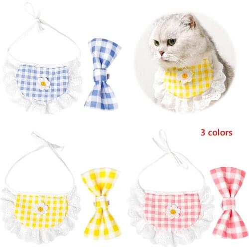 Cute Pet Collars Puppy Small Dog Slobber Towel Outdoor Cat Collar Print Scarf Lace Lace Design Collar Neckerchief Accessories
