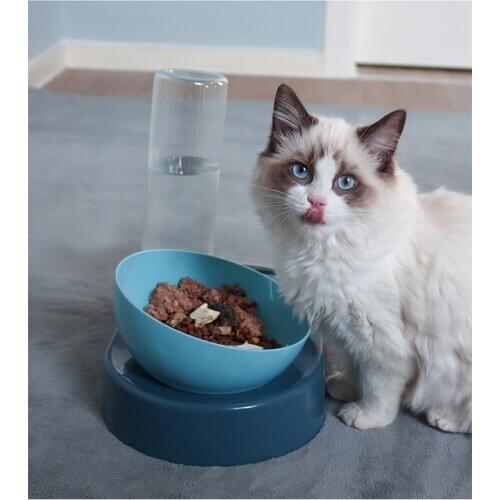 Large Capacity Cat Bowl Water Food Double Bowl Automatic Drinking Water Dog Pot Adjustable Cat Dog Water Food Bowl Pet Supplies