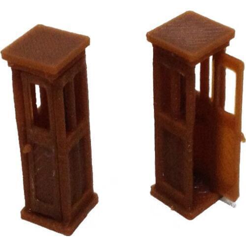 2pcs/lot Train Railway Model Scene HO Ratio 1:87 Classic European Wooden Telephone Booth