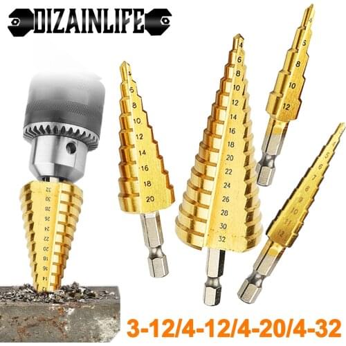 1/3 PCS HSS Straight Groove Cobalt Step Cone Drill Bit Set Titanium Coated Stepped Drill for Metal Wood Center Hole Cutter Tool