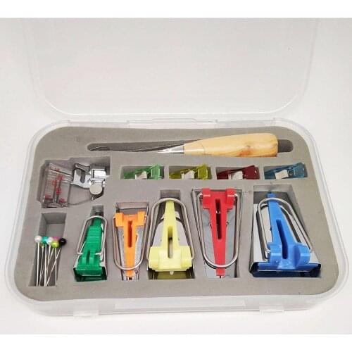 Bias Tape Maker Kits All 5 Sizes 1/4" 3/8" 1/2" 3/4" 1" Binding foot Craft Clips