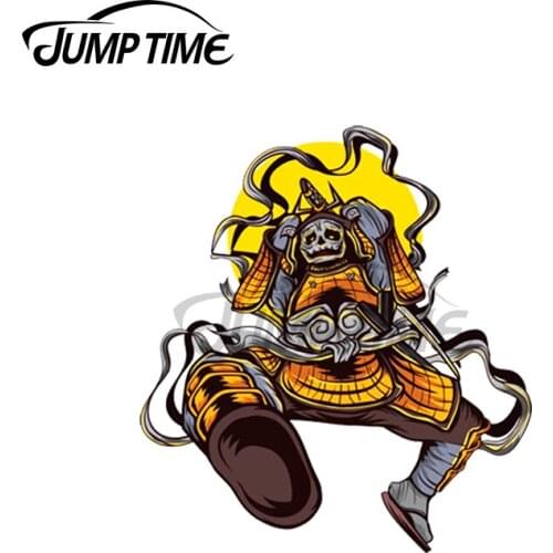 Jump Time 13 x 11.2cm For Japanese Samurai Skull Warrior Car Stickers Waterproof Motorcycle Decal Windows Personality Decoration