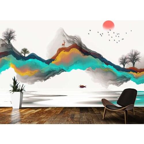 Papel de parede Chinese ink landscape painting 3d wallpaper mural,living room tv wall bedroom wall papers home decor