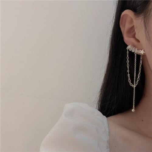 2020 New Fahion Womens Earrings Fine Metal Star Chain Tassels Earrings for Women Bijoux Korean Party Jewelry Gifts Wholesale