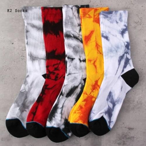 New Fashion Marbling Tie-dye Sockings Cotton Colorful Harajuku Skateboard Funny HipHop Soft Happy Men and Women Socks 40-46 Yard