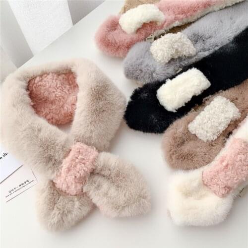 NEW Two-color women Winter Warm Plush Scarf Rabbit Fur Thicken ladies Fake Collar Neckerchief boys Girls children D184