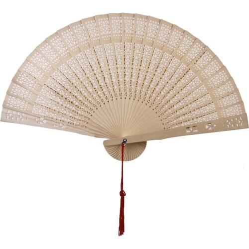 New Hot Sale Chinese Japanese Sandalwood Hand Fan Wooden Scented for Wedding Party Gift