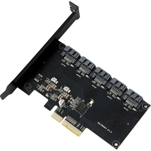 SATA Riser Card JMB585 PCIE to SATA3.0 Expansion Card 5 Port SATA Adapter Hub for PCI E X4/X8/X16