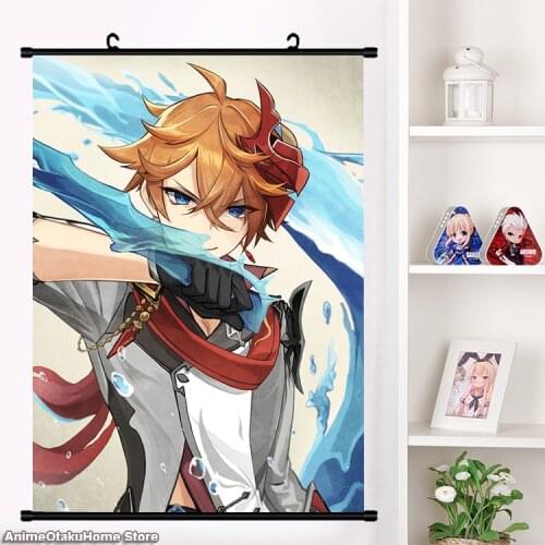 Popular Game Genshin Impact Tartaglia Cosplay Poster Wall Scroll Painting Mural Fashion Home Decor Collection Art