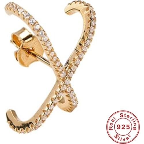 Minimalist 100% 925 Sterling Silver Bling Zircon Earring Hyperbole Stud Earrings For Wedding Engagement Party Gift Fine Jewelry