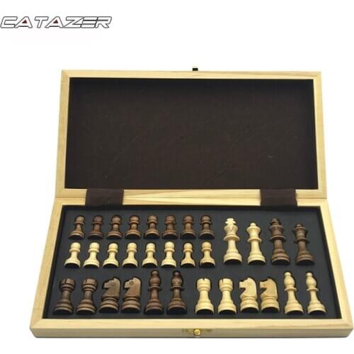 Chess Wooden Board Game Wooden Checker Board Solid Wood Pieces Folding Chess Board High-end Puzzle Chess Game Chess Pieces