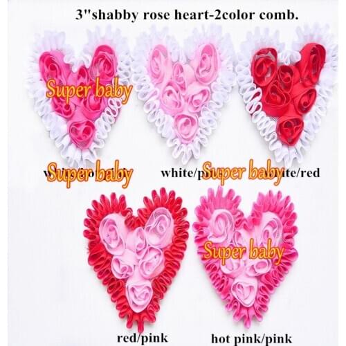 Chiffon rosette Heart rose flower Headbands flower Valentines Day chiffon heart flower 2color mixed