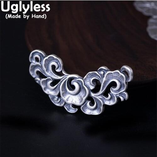 Uglyless Thai Silver China Chic Vines Jewelry Sets Women Ethnic 925 Silver Studs Earrings Rings Pendants Necklaces + Rope Chains