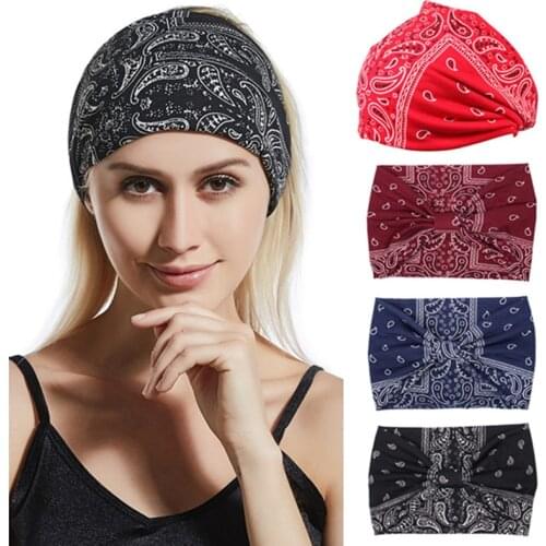 Cashew Flower Wide Headband for Women Cotton Solid Leopard Knot Hairbands Boho Turban Headwrap Bandana Girls Hair Accessories