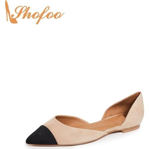 Nude Black Shallow Pointed Cap Toe Flats Woman Slip On Large Size 11 13 For Ladies Summer Footwear Smooth Leather Casual Comfort