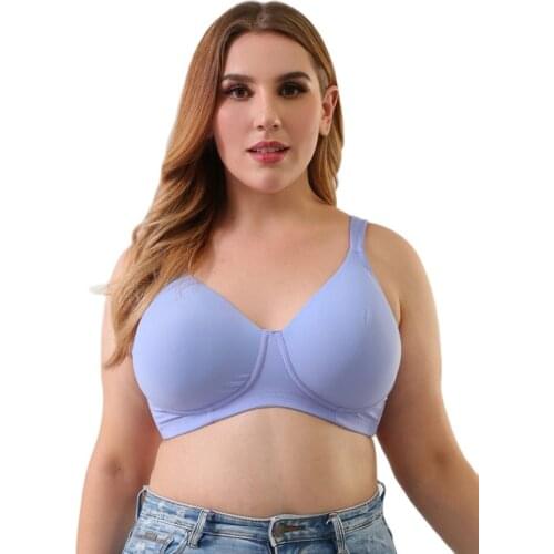 Melansheng Lightly Lined Full Coverage No Wire Satin Plus Size T-Shirt Bra Big Cup D E Wide Pad Straps Wireless Comfort Bra 120F