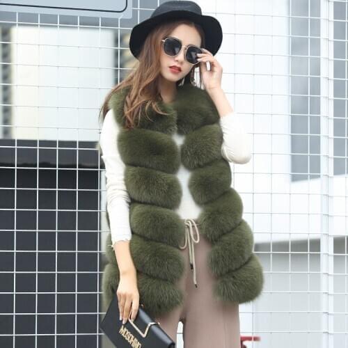 Real Fox Vest Fur Coat Women Clothes Winter Warm Sleeveless Coats Vintage Slim Waistcoat Chalecos Para Mujer ZL681