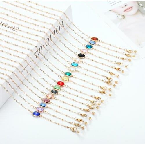 ZV Fashion Sunglasses Anti-slip Chain Strap Women Jewelry Transparent Gem Trendy Drawstring Necklace Eyewear Lanyard For Mask