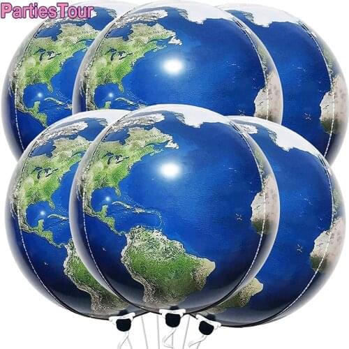 10pcs 22inch Mylar Earth Balloons Large Round Globe Balloon Planet Balloons Foil for Travel Party Decor Space Theme Party Ballon