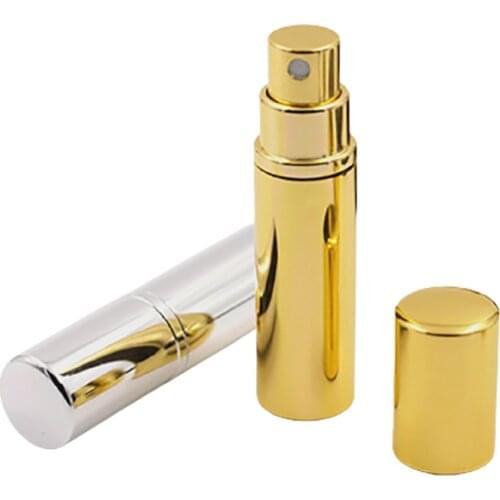 2pcs 5ml Refillable Small Silver Gold Aluminum Spray Perfume Bottles Atomizer Portable Travel Cosmetic Container Perfume Bottle