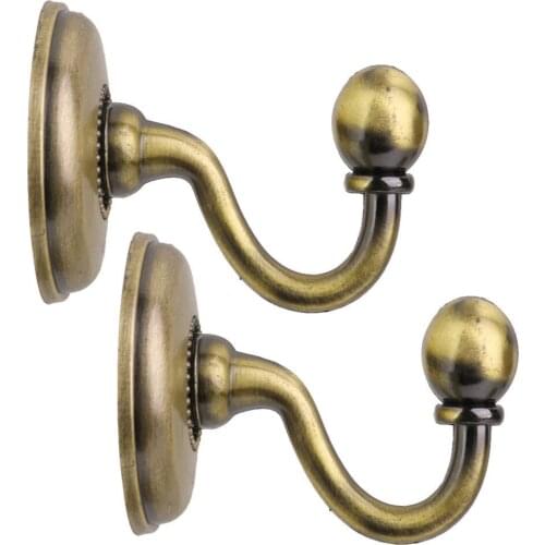 2PCS Metal Curtain Holdback Wall Tie Back Hooks Zinc Alloy Hanger Holder Window Curtain Holder Multi-Purpose Hanging Hook
