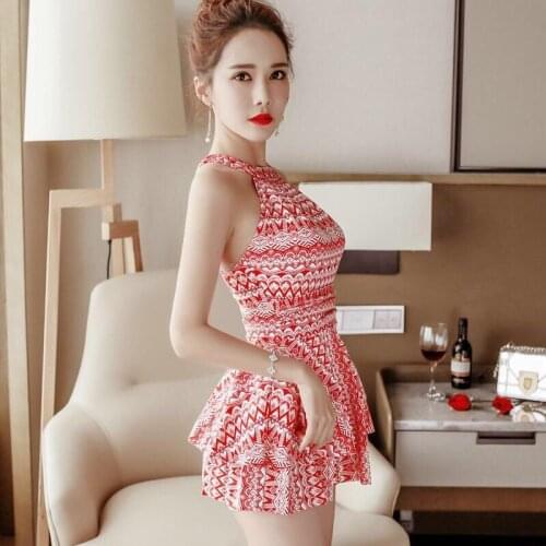 2020 Sexy Swimsuit Plus Swimwear Women Push Up Bathing Suit Print Bikinis Set Yarn Skirt Bikini Red
