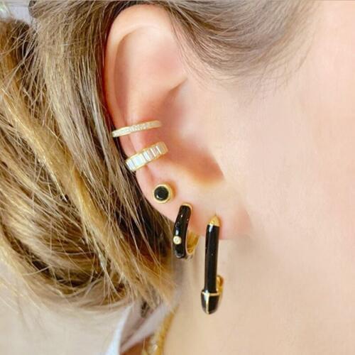 2020 Unique Paperclip Style Safety Pin Women Stud Earring Fashion Elegant Gold Filled Multi Color Delicate Red Black Ear Jewelry