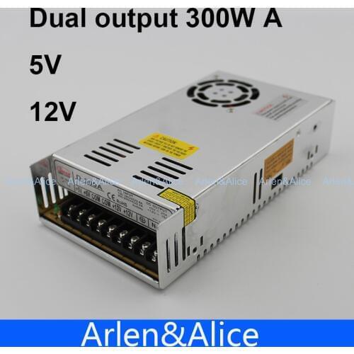 300W A Dual output 5V 12V Switching power supply AC to DC 25A DC 15.5A