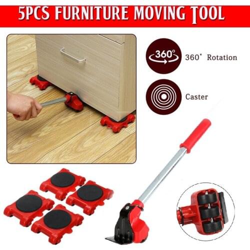 5Pcs/Set Professional Furniture Transport Lifter Tool Set Furniture Mover Wheel Bar Roller Device Heavy Stuffs Moving Hand Tools