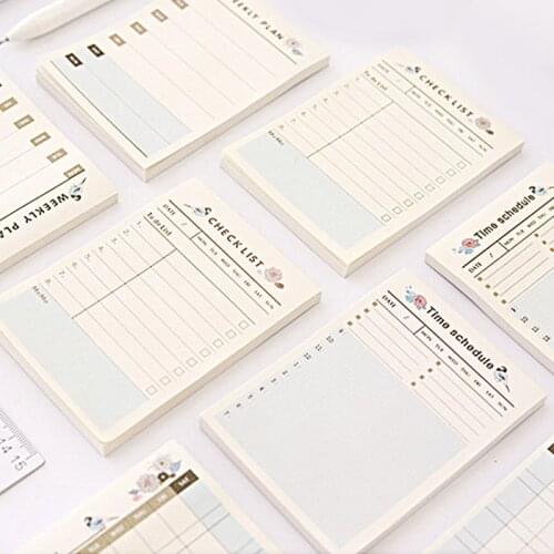 60sheets Planner Memo Pad Portable Weekly Planner Study Time Schedule Daily Memo List Sticky Note Kawaii Stationery Notepad